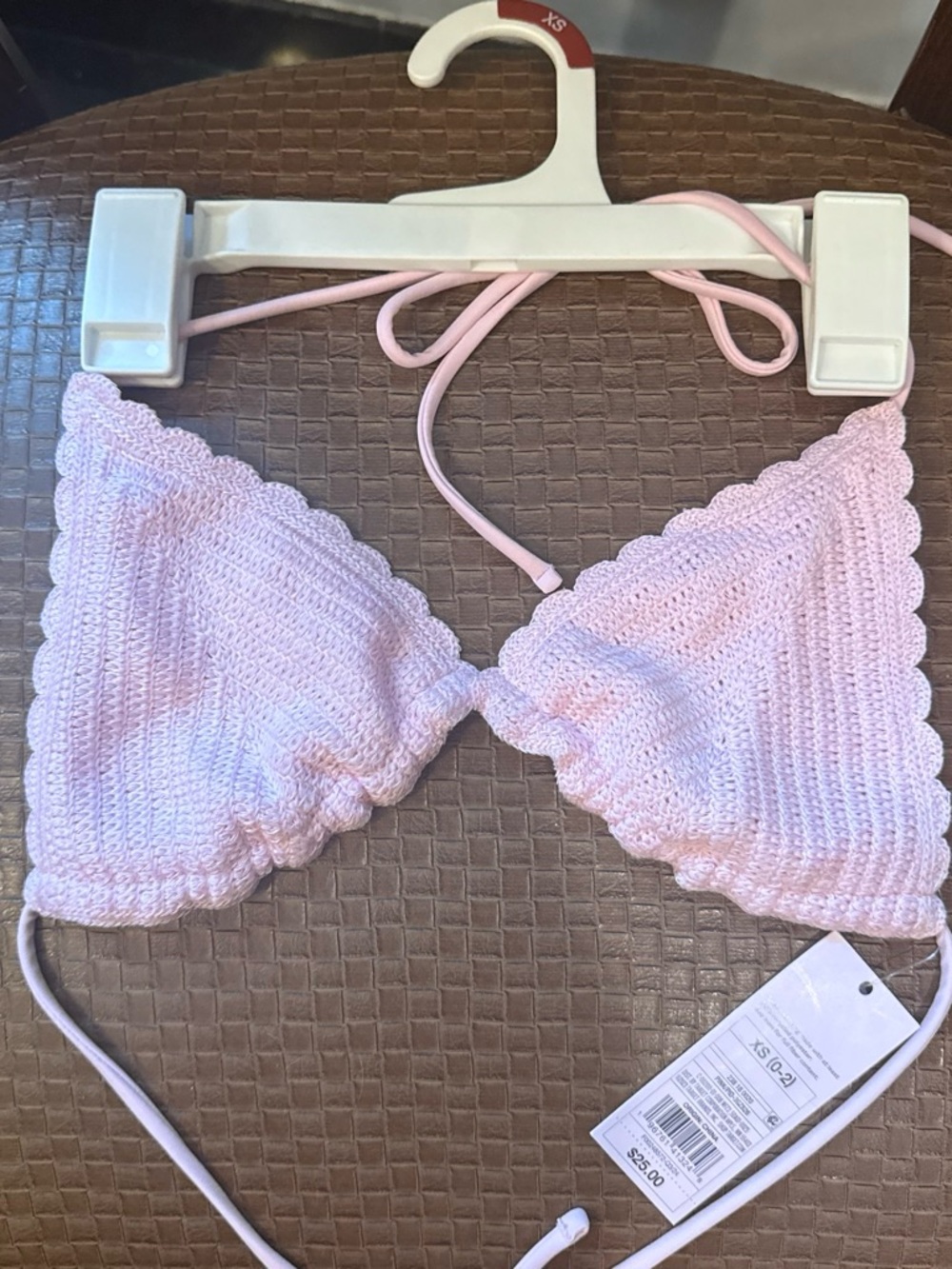 wild fable Pink Crochet Triangle Bikini Top